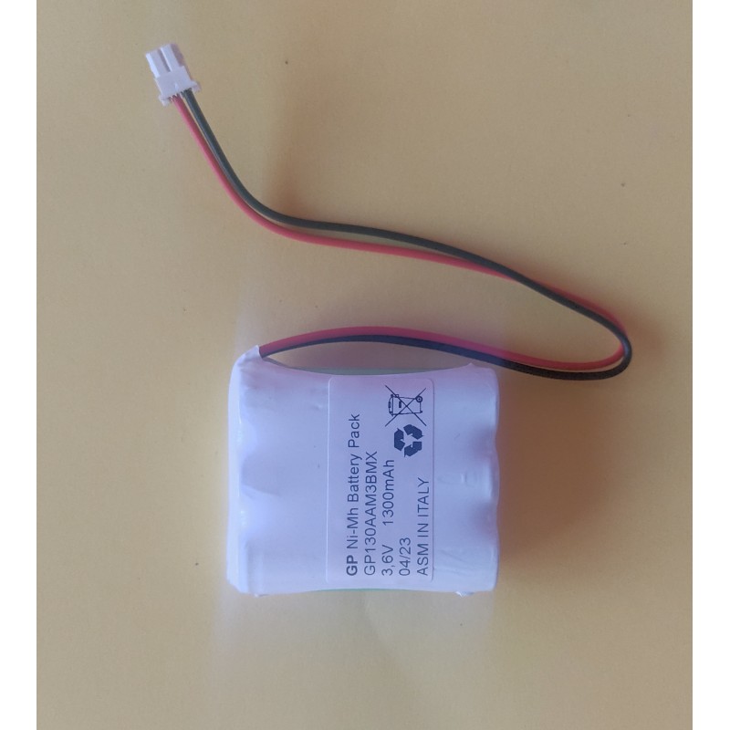 Pacco batteria ricaricabile Ni-Mh 3,6V 1,3Ah compatibile con lampade d'emergenza Beghelli
