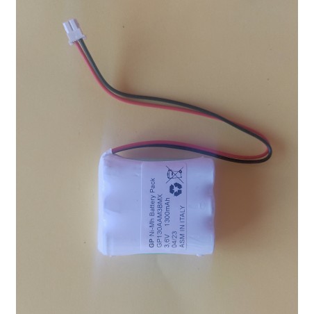 Pacco batteria ricaricabile Ni-Mh 3,6V 1,3Ah compatibile con lampade d'emergenza Beghelli