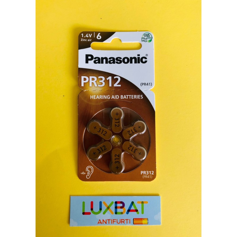 ZA312 - Pila Panasonic 1,4V per apparecchi acustici, Blister 6 pezzi