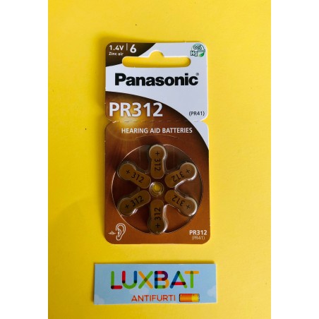 ZA312 - Pila Panasonic 1,4V per apparecchi acustici, Blister 6 pezzi