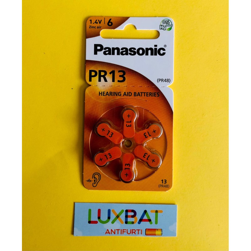 ZA13 - Pila Panasonic 1,4V per apparecchi acustici, Blister 6 pezzi