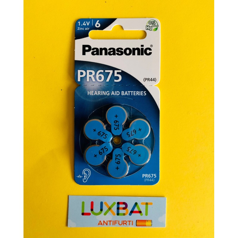 ZA675 - Pila Panasonic 1,4V per apparecchi acustici, Blister 6 pezzi