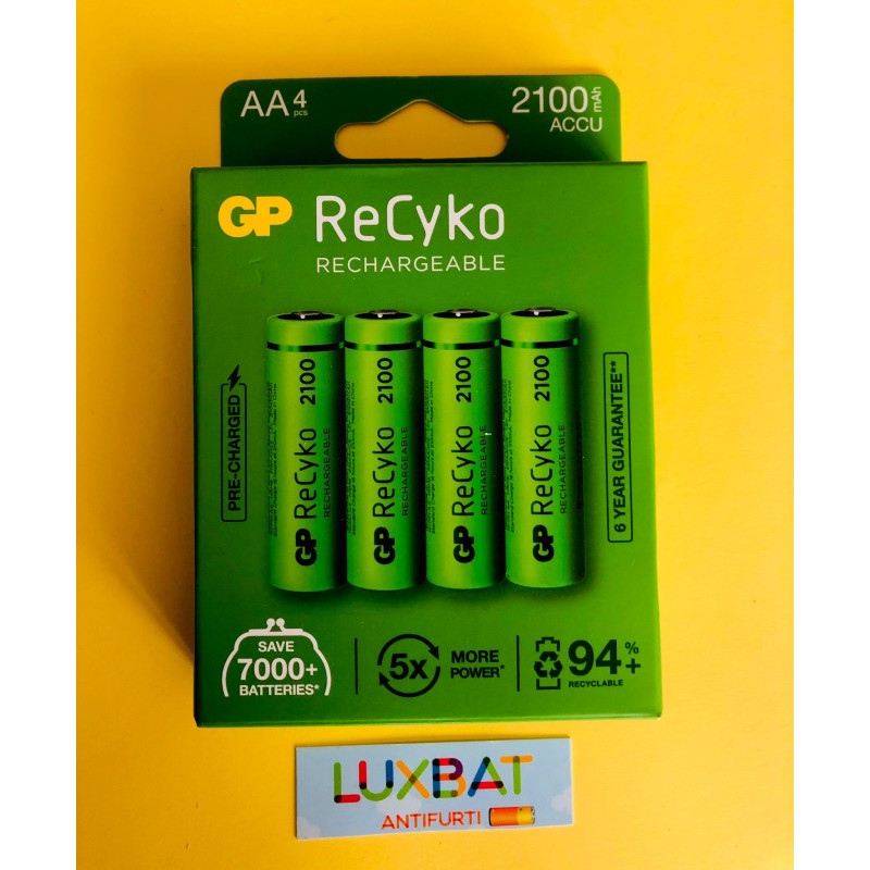 Batteria Ricaricabile GP BATTERIES AA 2000mAh RECYKO blister 4 pz GP210AAH-C4