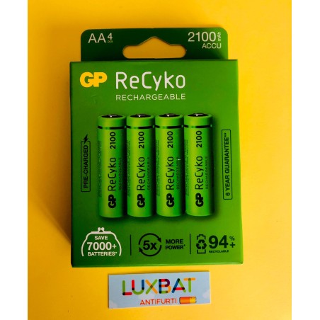 Batteria Ricaricabile GP BATTERIES AA 2000mAh RECYKO blister 4 pz GP210AAH-C4