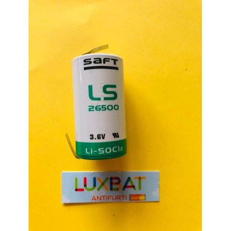 Batteria al Litio SAFT LS26500CNR 3,6V 7,7Ah con lamelle a saldare