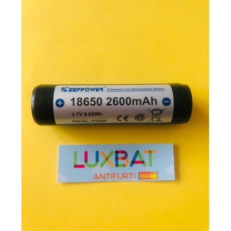 KEEPPOWER 18650 Li-Ion 3,7V 2,6Ah CON PROTEZIONE Batteria Litio Ricaricabile