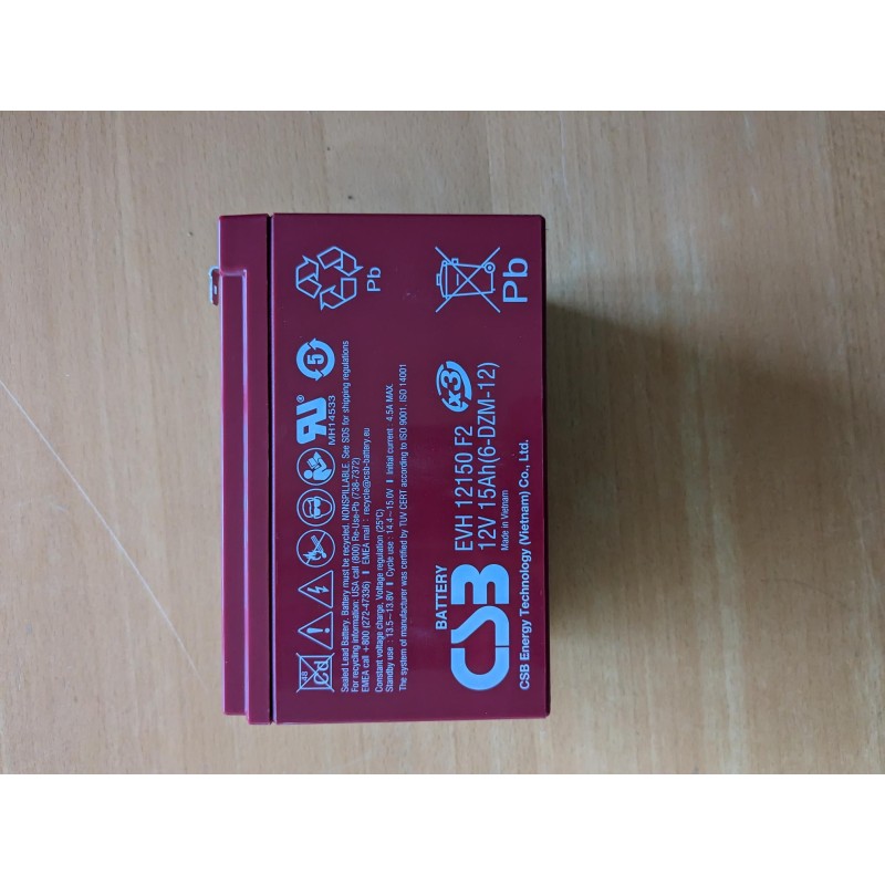 Batteria al piombo CSB EVH12150 F2 Batteria ciclica 12V 15Ah faston 6,3mm