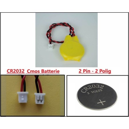 Batteria CMOS CR2032 3V con connettore Molex