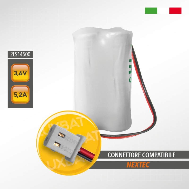 Pacco Batteria al Litio SAFT 2LS14500 3,6V 5,2Ah compatibile TEKNOX codice batteria: PI03KB