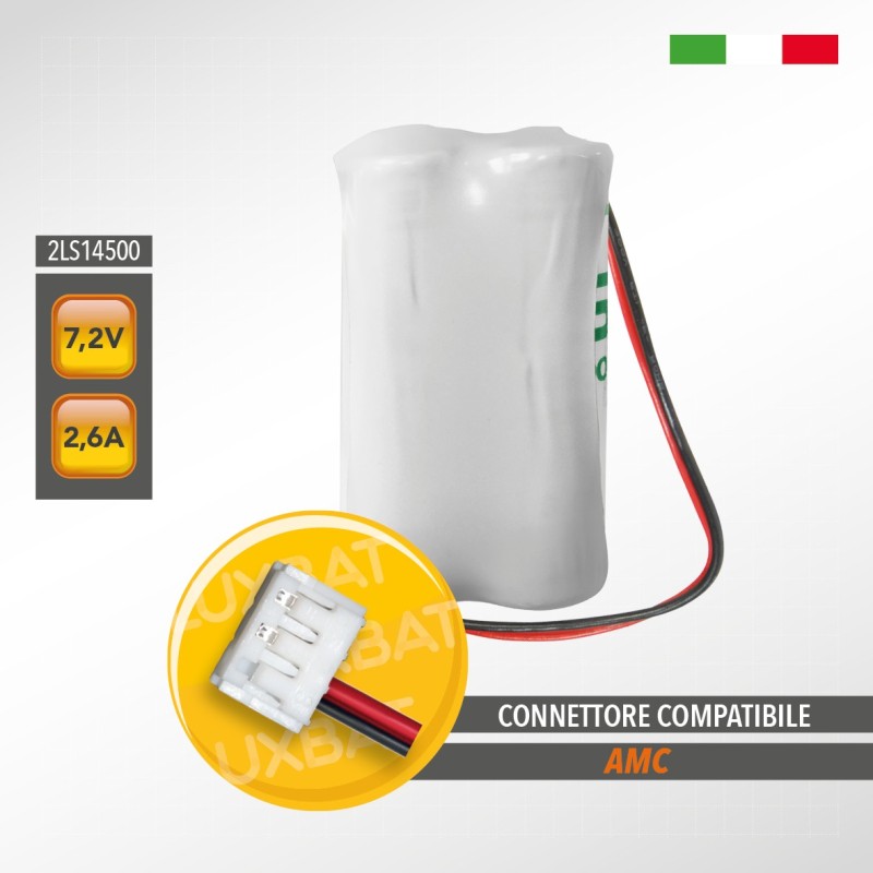 Pacco Batteria al Litio SAFT 2LS14500 7,2V 2,6Ah compatibile AMC