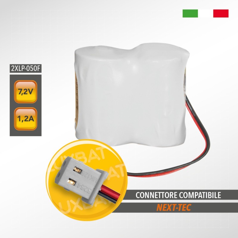 Pacco Batteria al Litio XENO ENERGY 2XLP-050F 7,2V 1,2Ah compatibile NEXT-TEC