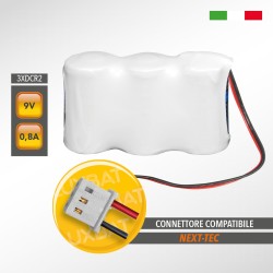 Pacco batteria al Litio Duracell 3xCR2 9V 0,8Ah compatibile NEXT-TEC