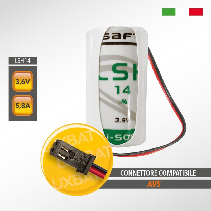 Batteria al Litio SAFT LSH14 3,6V 5,8Ah compatibile AVS
