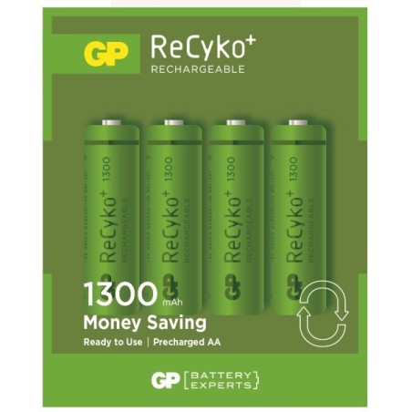 Batteria Ricaricabile GP BATTERIES AA 1300mAh RECYKO blister 4 pz GP130AAHC-C4