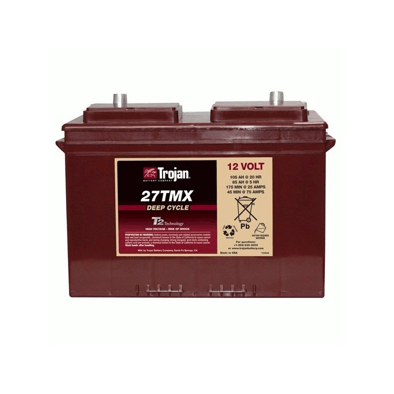 TROJAN 27 TMX 12V 105Ah (C20) Batteria al Piombo per uso ciclico 27 TMX, Terminali tipo 5