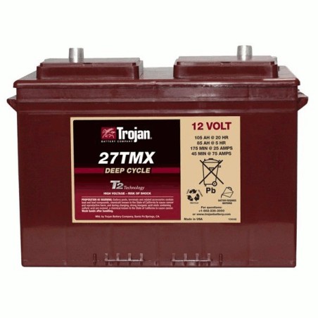 TROJAN 27 TMX 12V 105Ah (C20) Batteria al Piombo per uso ciclico 27 TMX, Terminali tipo 5
