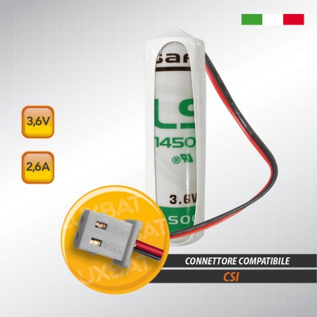 Batteria al Litio SAFT LS14500 3,6V 2,6Ah compatibile CSI