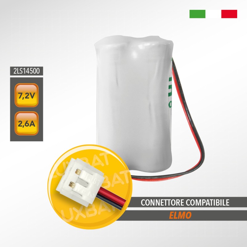 Pacco Batteria al Litio SAFT 2LS14500 7,2V 2,6Ah compatibile ELMO