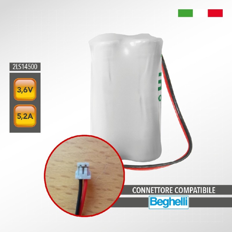 BEGHELLI 81308 2LS14500 SAFT 3,6V 5,2Ah Pacco Batteria al Litio