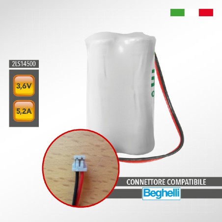 BEGHELLI 81308 2LS14500 SAFT 3,6V 5,2Ah Pacco Batteria al Litio