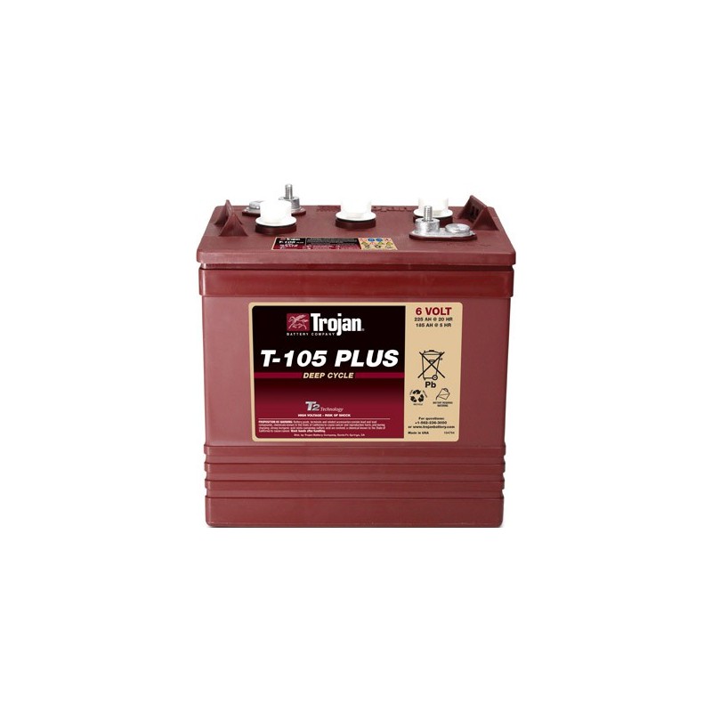 TROJAN T105 6V 225Ah (C20) Batteria al Piombo per uso ciclico T-105