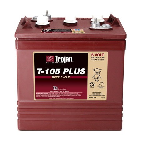TROJAN T105 6V 225Ah (C20) Batteria al Piombo per uso ciclico T-105