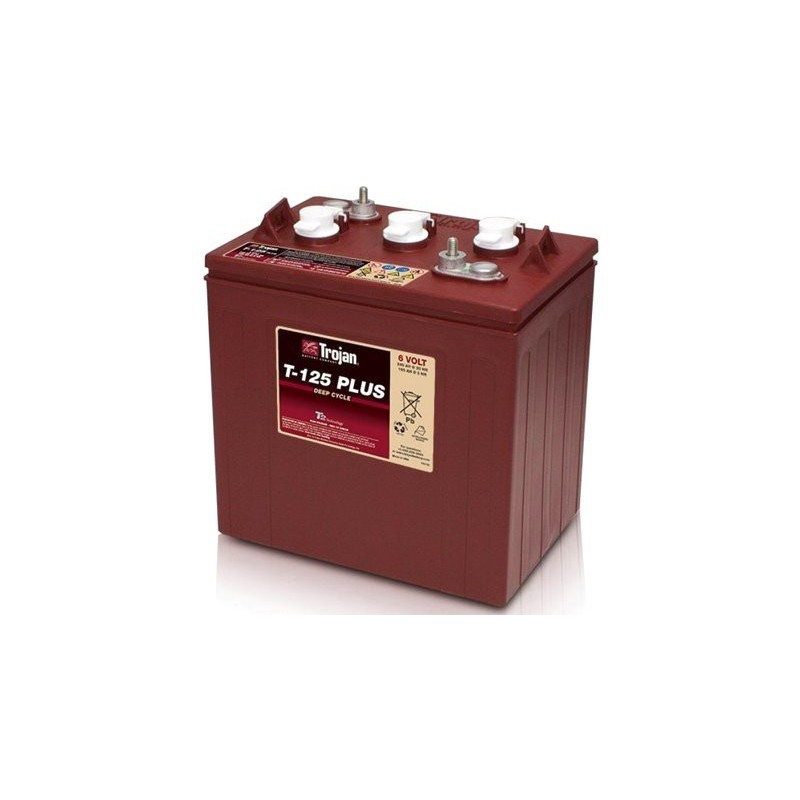 TROJAN T125+ 6V 240Ah (C20) Batteria al Piombo per uso ciclico T-125+, Terminali tipo 1,2,3,4