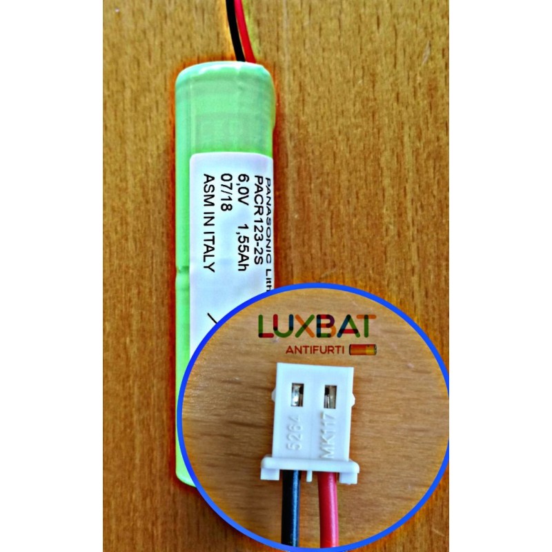 BAT6VSENS DUEVI 2CR123 PANASONIC 6,0V 1,55Ah Pacco Batteria al Litio compatibile DUEVI