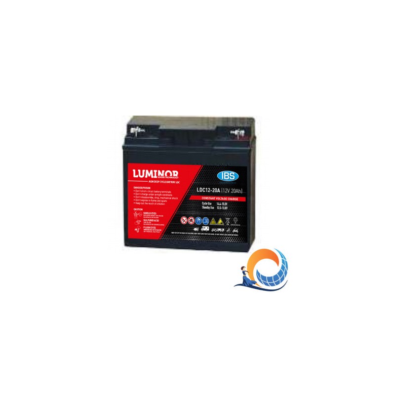 LDC12-20 LUMINOR  12V 20Ah (C20) Batteria al Piombo AGM DEEP CYCLE Terminali F13-M5