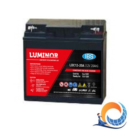 LDC12-20 LUMINOR  12V 20Ah (C20) Batteria al Piombo AGM DEEP CYCLE Terminali F13-M5