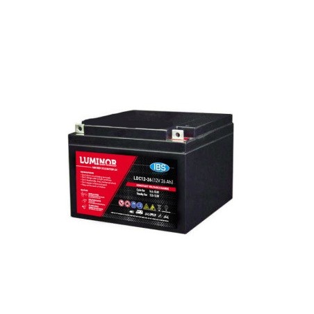 LDC12-26 LUMINOR  12V 26Ah (C20) Batteria al Piombo AGM DEEP CYCLE Terminali F11-M6