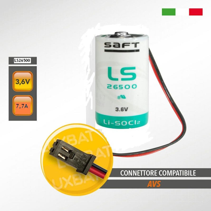 AVS LS26500 3,6V 7,7Ah Batteria al Litio SAFT, per OUTSPIDER