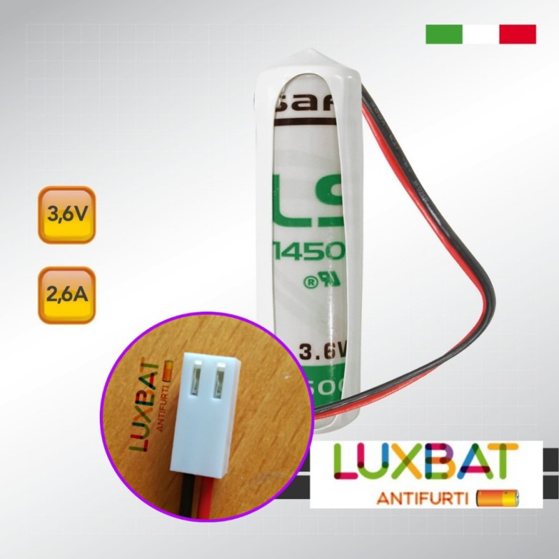 PARADOX LS14500 3,6V 2,6Ah SAFT Batteria al Litio Compatibile con sensori PARADOX
