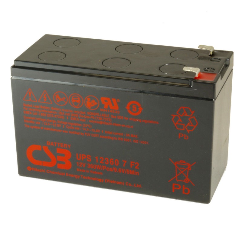 CSB UPS12360 7 F2 12V 7,2Ah Batteria al piombo per UPS APC faston 6,3 mm
