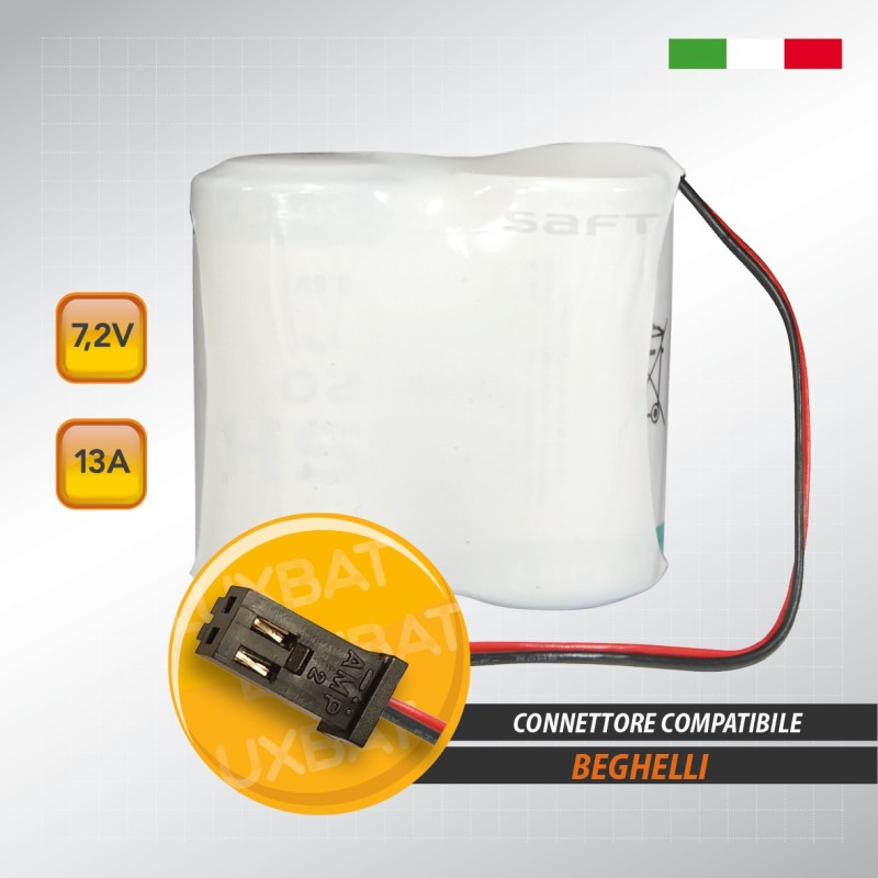 Pacco batteria al litio SAFT 2LSH20 7.2V 13Ah compatibile BEGHELLI