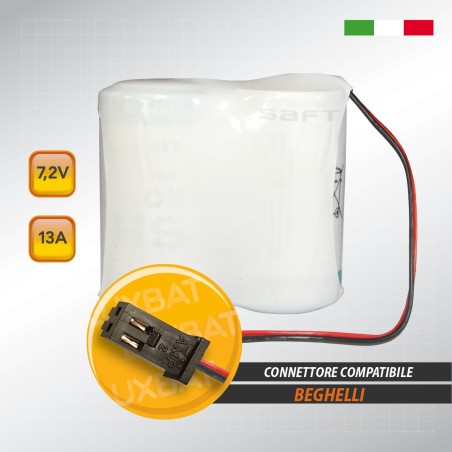 Pacco batteria al litio SAFT 2LSH20 7.2V 13Ah compatibile BEGHELLI