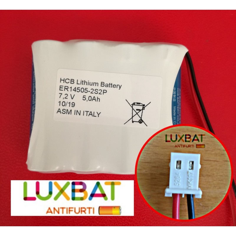 ER14505-2S2P 7,2V 5Ah Batteria al Litio HCB con connettore MOLEX