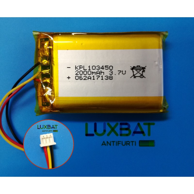 KAYO KPL103450 3,7V 2000mAh Batteria Li-Ion Polimeri Ricaricabile con Molex