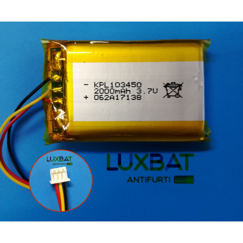 Batteria Lipo 3,7V Da 2000mAh (103454) Con Connettore JST-PHR-02 A 2 Pin – Conferma Dimensioni E Polarità Prima Dell'acquisto - 4