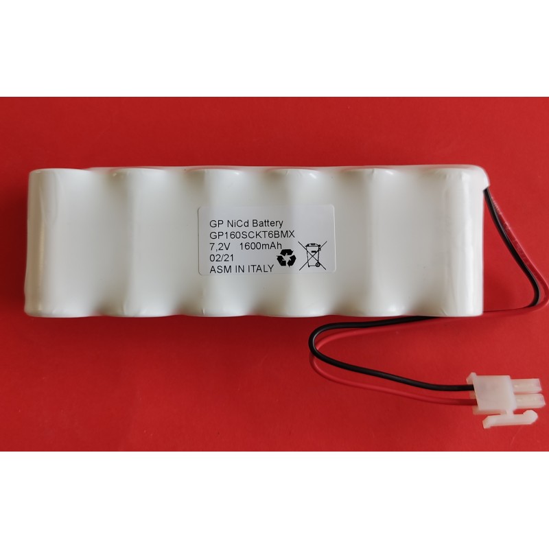 Batteria NiCd GP Battery 7,2V 1,6Ah con connettore Molex per lampade d'emergenza
