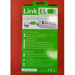 MULTIPRESA CIABATTA LINKLED SCHUKO 3 POSTI CON INTERRUTTORE E CAVO DA 1,5m